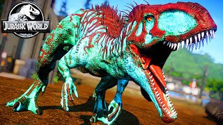 NEW! Evolved Malusaurus attacking Kenner T-Rex & Pink Spinosaurus - Jurassic World Evolution Mods