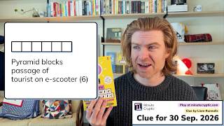 Minute Cryptic 827: Pyramid blocks passage of tourist on e-scooter (6)
