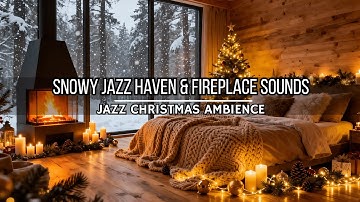 Snowy Jazz Haven ❄️ Snowstorm & Fireplace Sounds Ultimate Cabin Vibes for Unwind