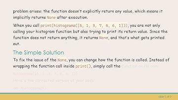 Fixing the None Issue in Your Python Histogram Function