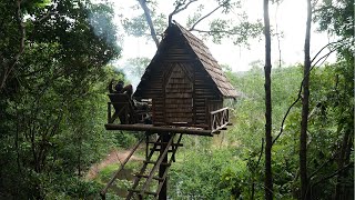 Complete 12m in Tree House Bushcraft Shelter Around 4Day, Fireplace Cooking