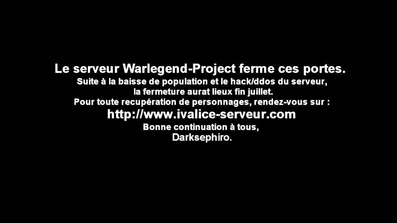 Fermeture de Warlegend-Project