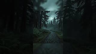 🌲 Mysterious Forest Road at Night 🌧️ Dark Rain &amp; Thunder Ambience for Sleep