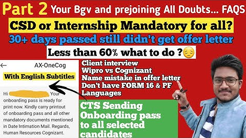 Bgv, Pre joining formalities in Cognizant FAQs || Part 2 || English Subtitle