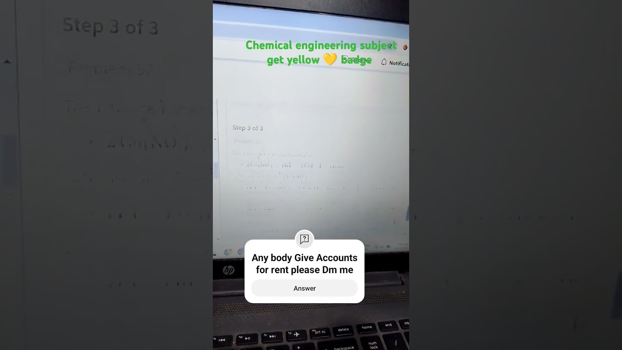 CHEMICAL ENGINEERING QUESTIONS GET YELLOW BADGES π