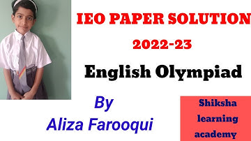 IEO Paper Solution 2022-23 || English Olympiad solve || 14th October 2022 English Olympiad