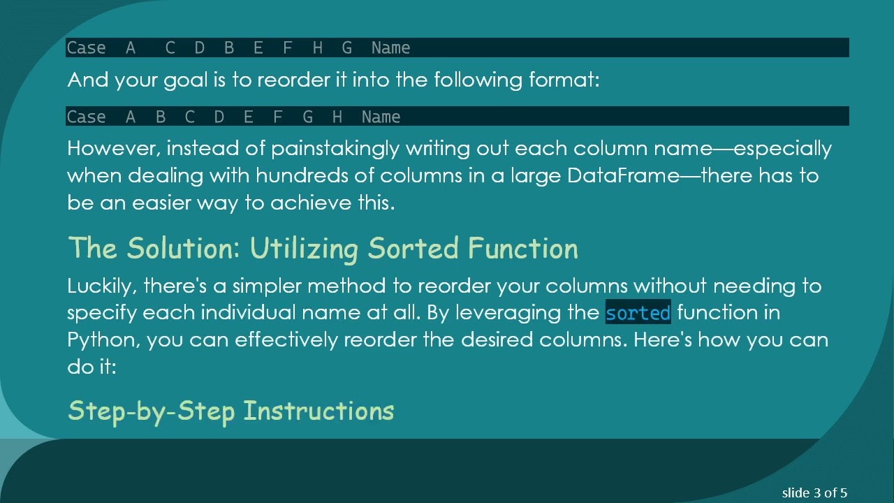 How to Reorder Pandas Columns Without Dropping Others
