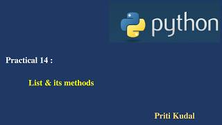 Python Lecture 14                  List & its methods