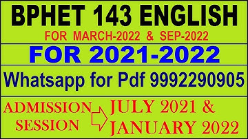 BPHET 143 Solved Assignment 2022 in ENGLISH | BPHET 143 Solved Assignment 2022 | BPHET 143 2022