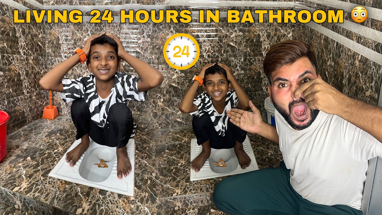 Living 24 Hours In Bathroom Challenge 😂 Gone Wrong 😳 - YouTube