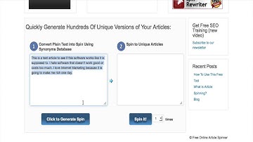Free Online Article Spinner Tutorial