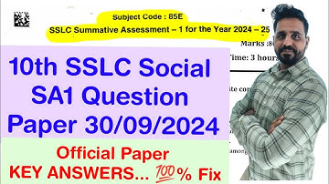 10th SSLC Mid-Term SOCIAL 2024 Model Question Paper with Answers: Unbelievable!
