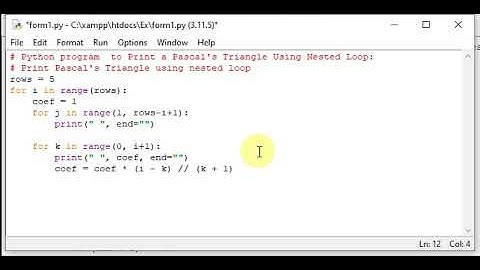 python program to print a pascal