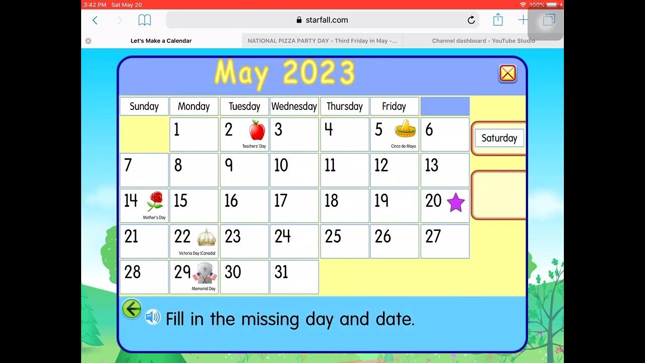 Starfall Calendar May 20 2023 Youtube