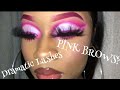 Pink Brows+Dramatic Lashes