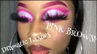 Pink Brows+Dramatic Lashes