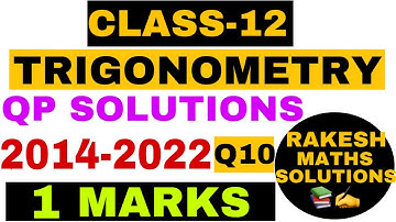Class 12 Maths INVERSE TRIGONOMETRY Q10 (1 Mark  Question paper solutions(2014 to 2022)  in kannada