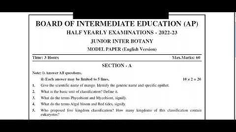Ap inter Botany Half yearly Exam Model paper || ap inter half yearly exam botany model paper 2022-23