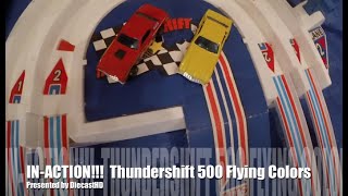 IN-ACTION!!!  Hot Wheels Thundershift 500 Flying Colors Race Set from the '70s