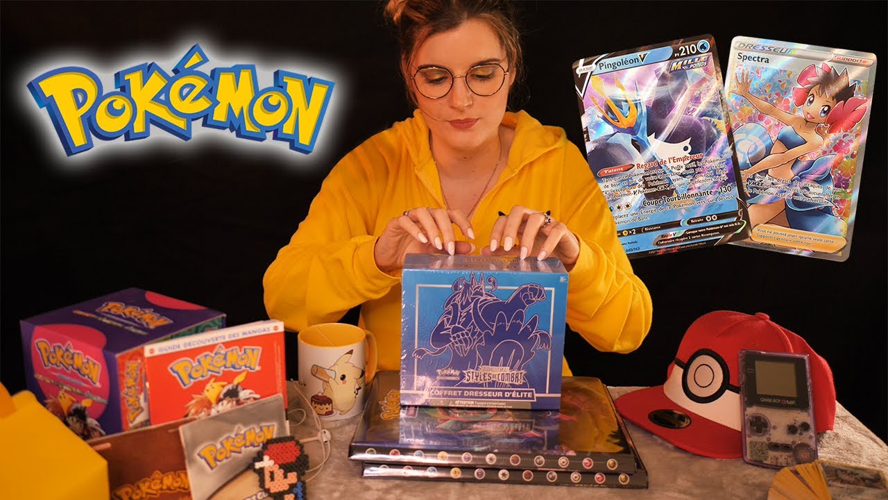 ASMR FR 🕊 RELAXANTE OUVERTURE D'UN COFFRET DE CARTES POKEMON 💛 (DRESSEUR D'ELITE)