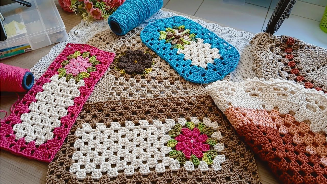 Fiz um tapete com 210 gramas! Também te mostro como está minha produção de tapetes com uma flor 🌸 