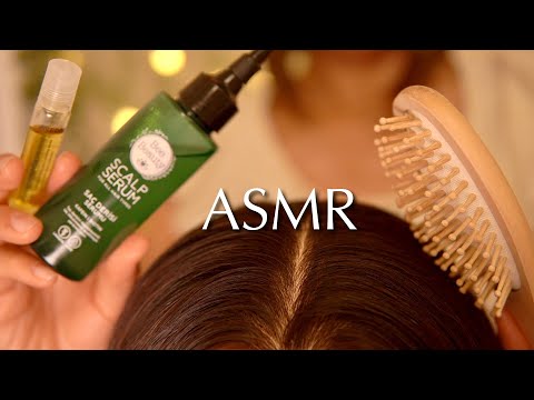[ASMR] Hair Care with Wooden brushes and Scalp Serum | No Talking