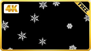Snowflakes falling from the top video loops black screen