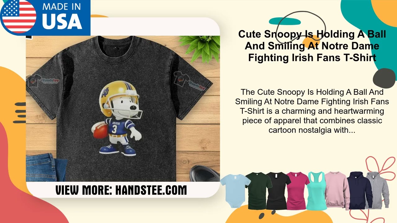 Cute Snoopy Is Holding A Ball And Smiling At Notre Dame Fighting 