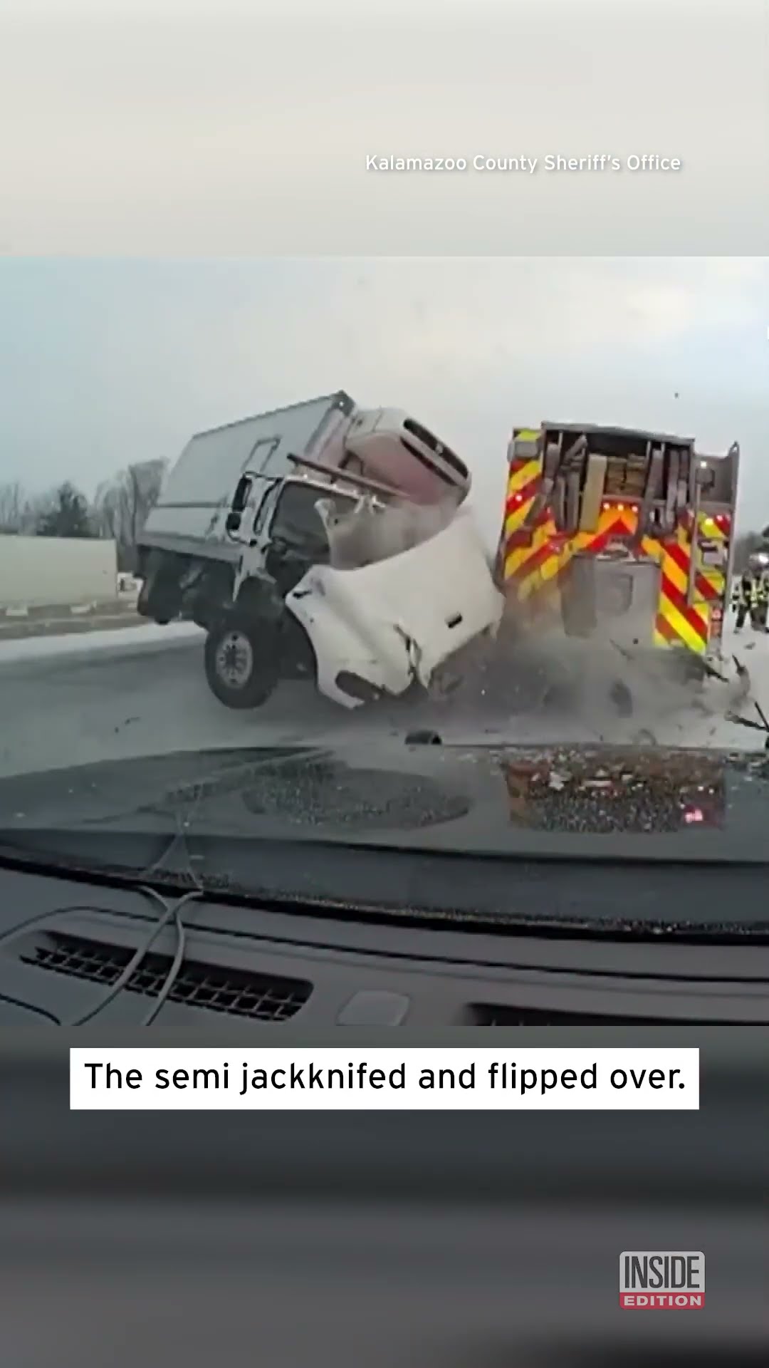 Semi Slams Into Fire Truck #shorts