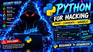 Full Ethical Hacking & Python Coding for Beginners | Security Roles, Print, Comments & Variables Update