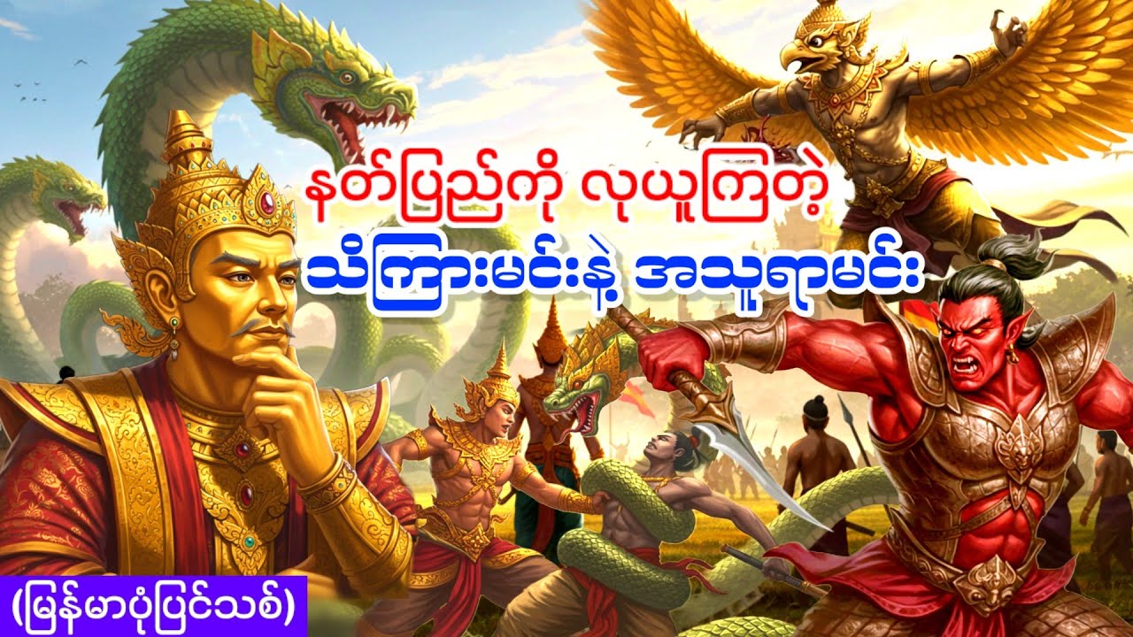 နတ်ပြည်ကို လုယူကြတဲ့ သိကြားမင်းနဲ့ အသူရာမင်း (အသစ်စက်စက် မြန်မာပုံပြင်)