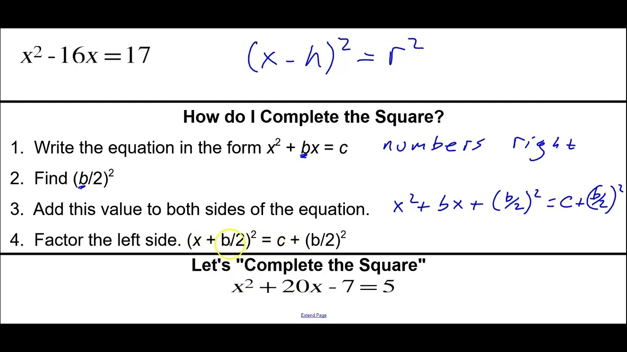 8.9 Completing the square - YouTube