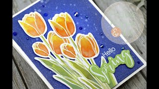 Watercolor with Distress Oxide Sprays | SSS Sketch Tulip Bouquet