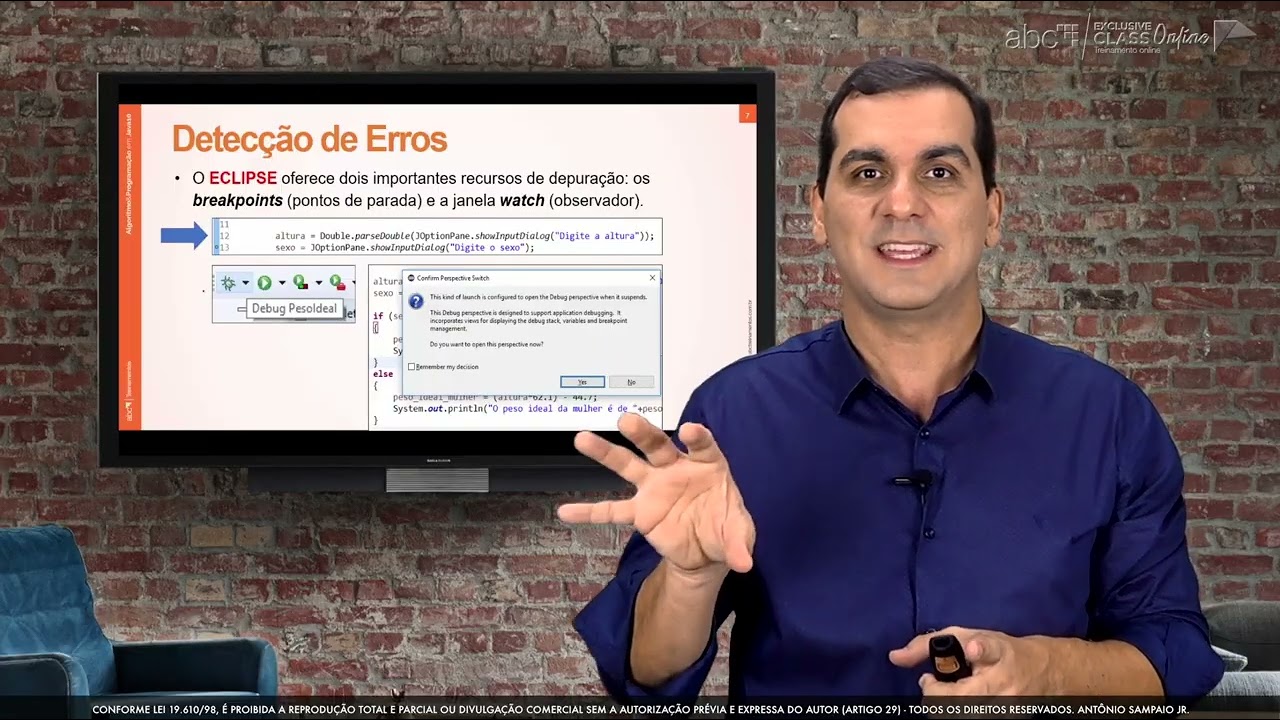 Curso 01: Algoritmos & Programação em JAVA 21 - Unidade 5 - Depuração Programas Eclipse (vídeo 65)