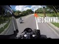 Hit & Run - MOTORCYCLE CHASES CAR!