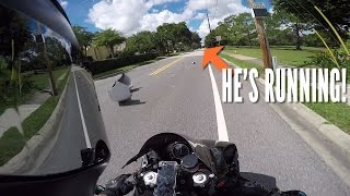 Hit & Run - MOTORCYCLE CHASES CAR!