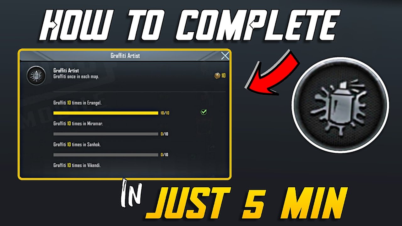 HOW TO COMPLETE GRAFFITI ARTIST ACHIEVEMENT IN PUBG MOBILE !! YouTube