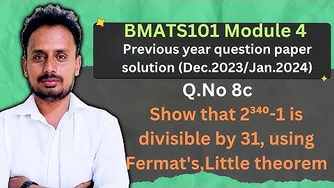 [BMATS101 Module 4]Question Paper Dec.2023/Jan.2024(Q.8c)|Modular Arithmetic|Fermat