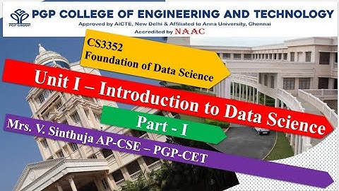 Unit I – Introduction to Data Science - Part I