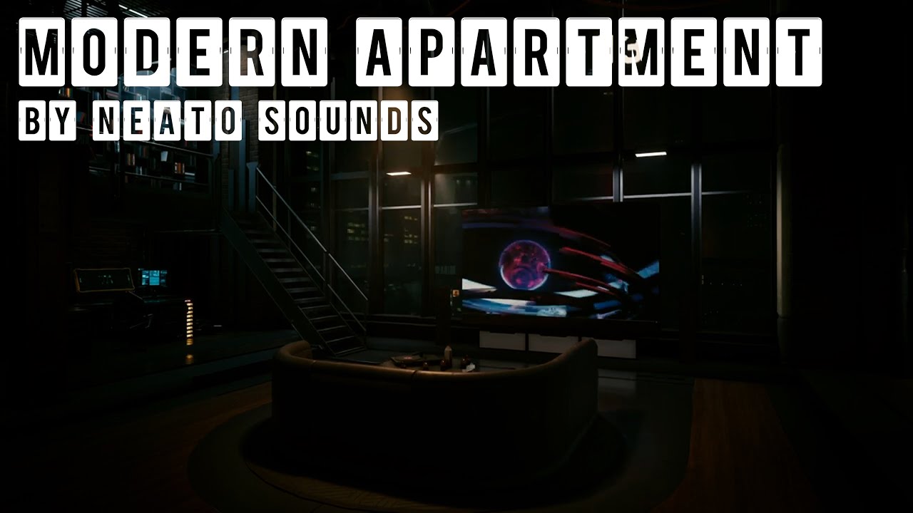 Cyberpunk Apartment With The TV Playing 🌆 Ambient City Sounds to Relax ...