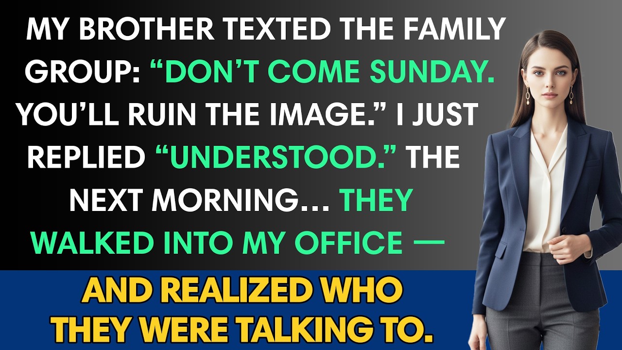 An ordinary Saturday afternoon, I was reviewing client notes when a text came through the family group chat. "Don't come Sunday. Elise thinks you'll make things awkward with her parents. We need...