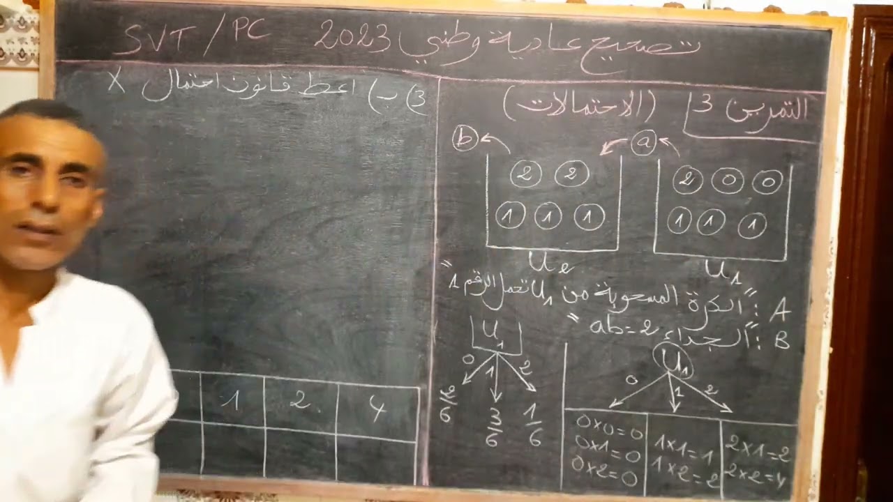 تصحيح تمرين الاحتمالات من الامتحان الوطني 2023 الدورة العادية شعبة العلوم التجريبية ( الجزء الثاني)
