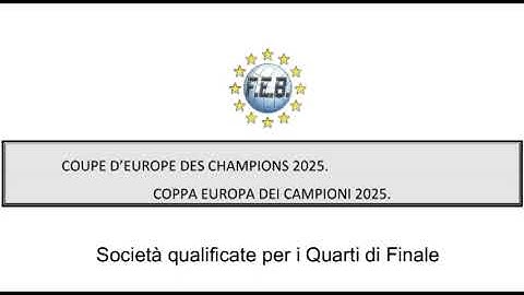 Bocce : Coppa Europa Sorteggi Quarti di Finale Coppa Europa 2025