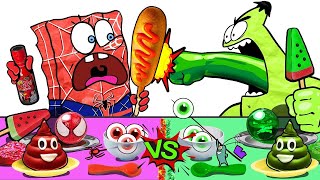 RED FOOD vs GREEN FOOD CHALLENGE!!💚❤ |SPONGEBOB MUKBANG | MUKBANG ANIMATION | SLIME CAT Resimi