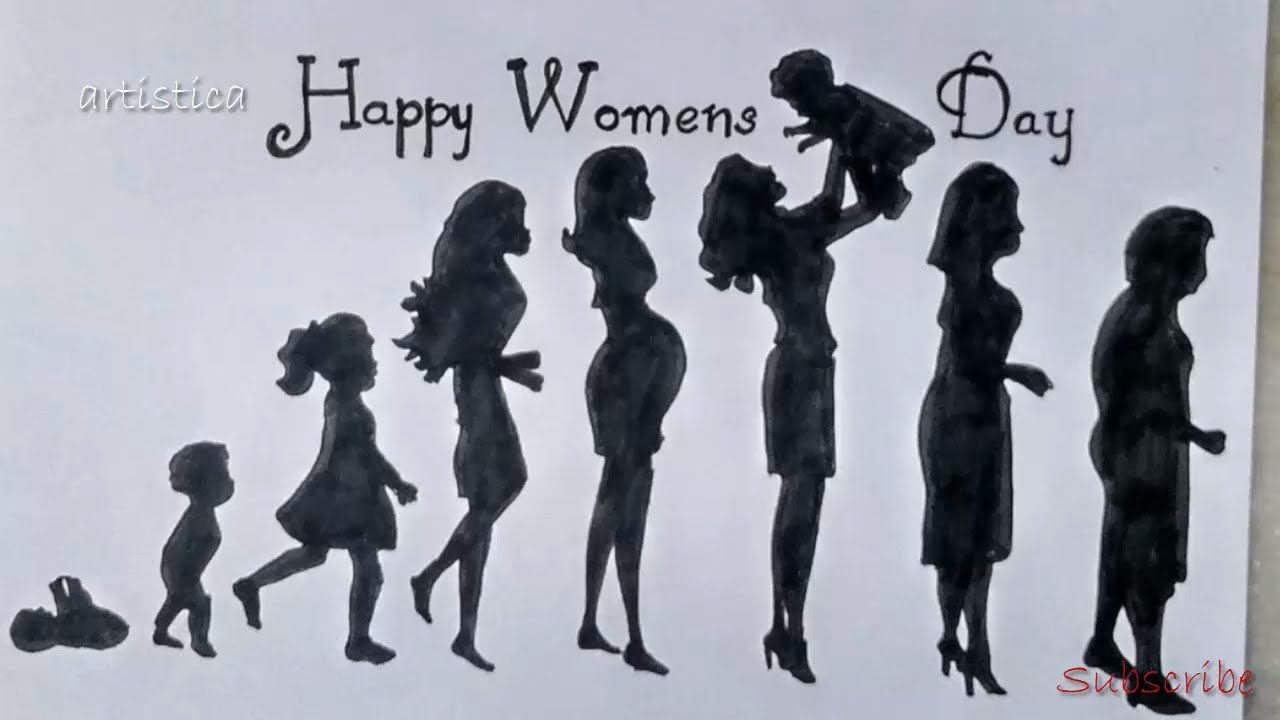 women's day drawing step by step | artistica - YouTube