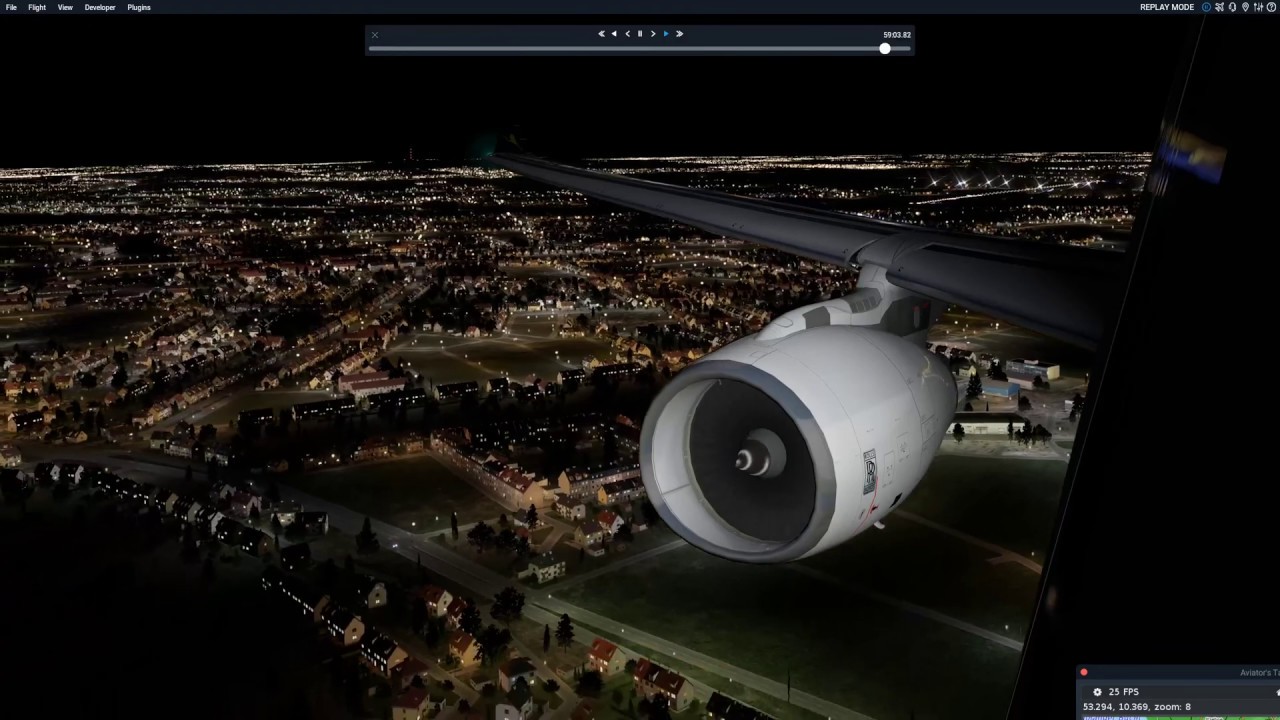 x plane 11/ night light test / Hamburg YouTube