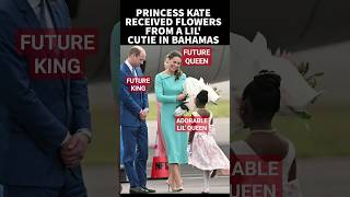 FUTURE QUEEN CATHERINE PRINCE OF WALES GREETED IN BAHAMAS BY ADORABLE GIRL WITH BOUQUET OF FLOWERS