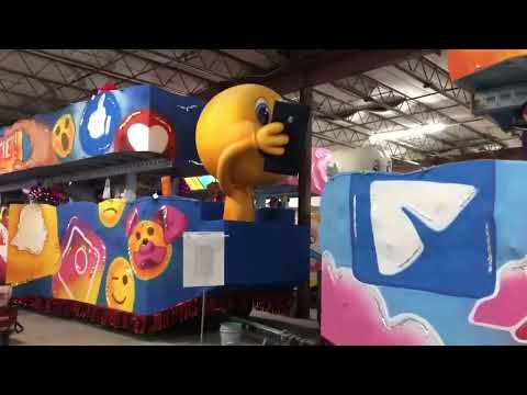 Inside a New Orleans Mardi Gras float and den