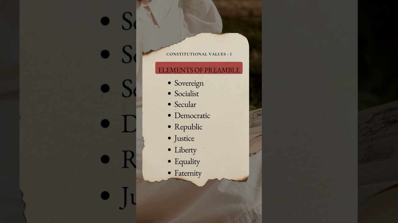 Elements of the Preamble.. Important question of the Constitutional Values 