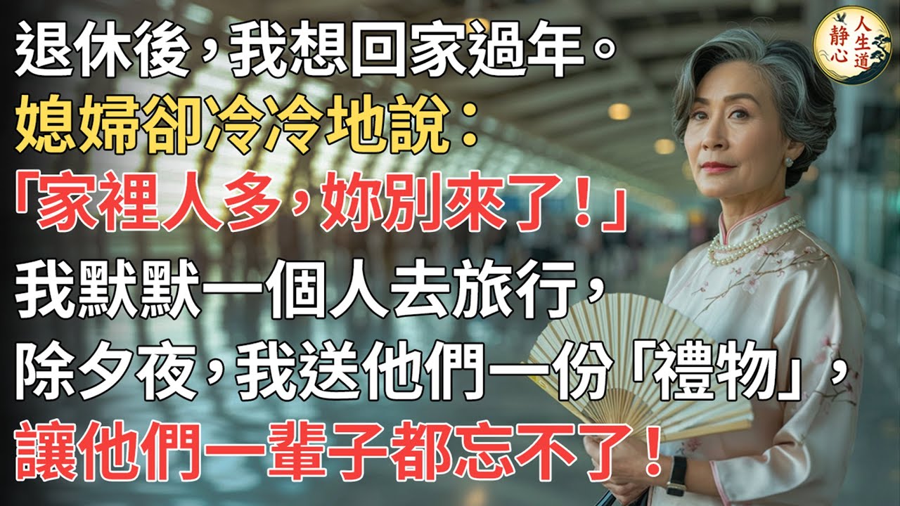 【我65歲】退休後，我想回家過年。媳婦卻冷冷地說：「家裡人多，妳別來了！」 我默默一個人去旅行，除夕夜，我送他們一份「禮物」，讓他們一輩子都忘不了！【靜心人生道】